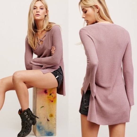 Free people crisscross side slits pullover